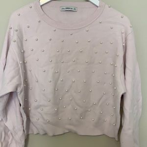 Pink Zara Knit Sweater with pearls - size M